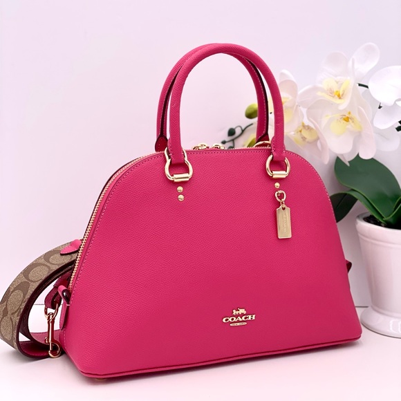 Coach Bags Coach Katy Satchel Crossbody With Signature Strap Bold Pink Poshmark